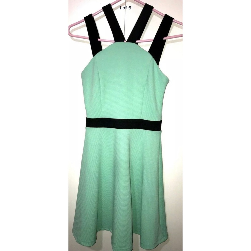 Charlotte Russe Fit & Flare Dress Mint/Black Small